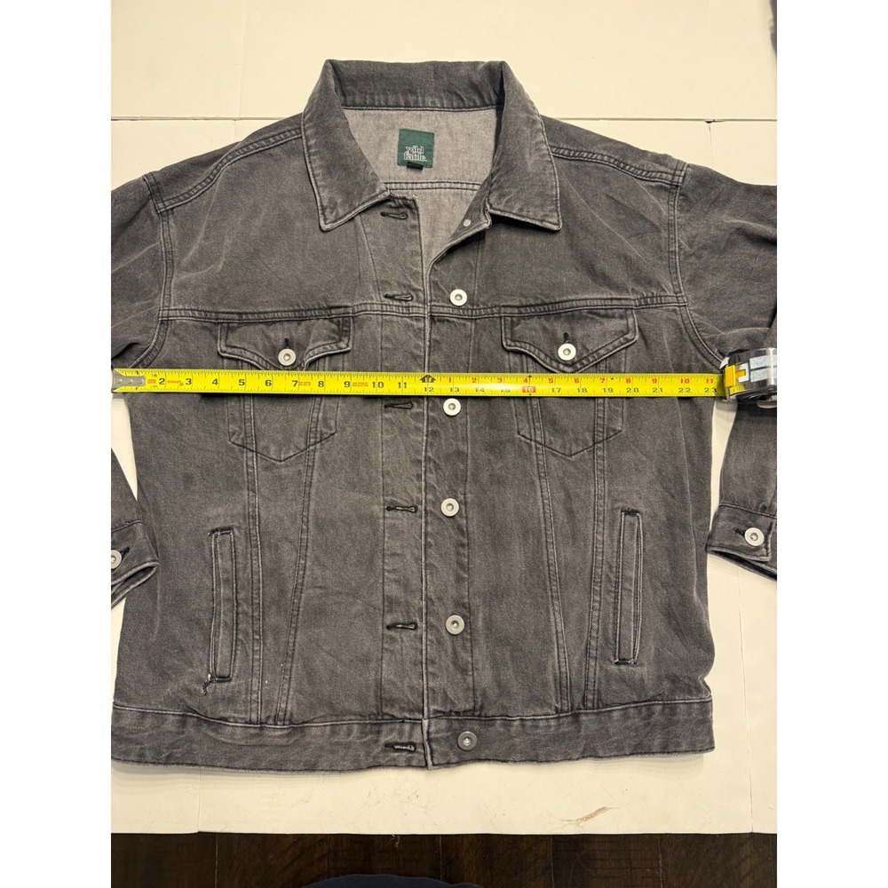 Wild Fable Womens Black Denim Trucker Jacket Faded Oversized Cotton Coat Medium - Picture 5 of 6